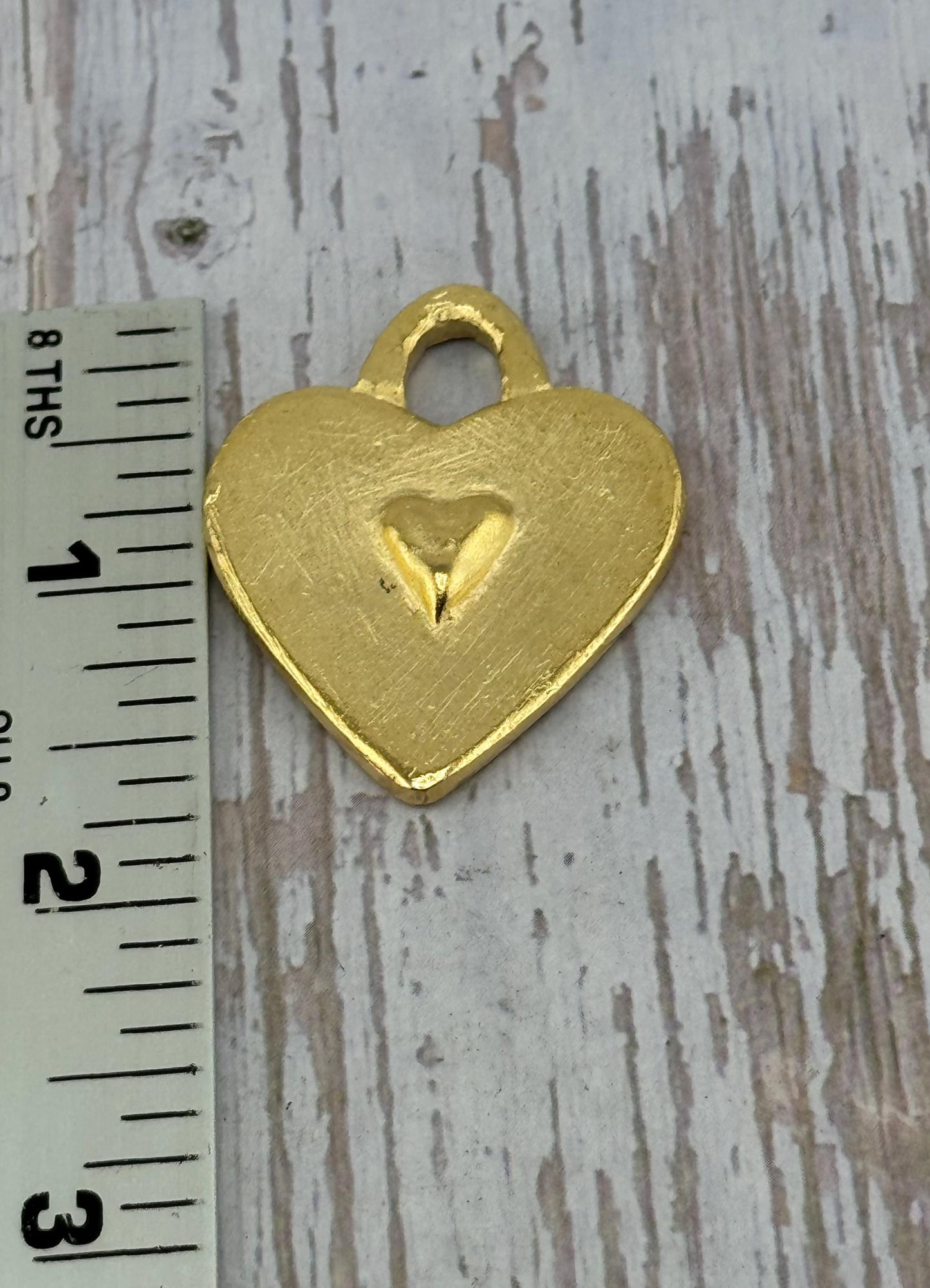 Breloque cœur double face, plaqué or 18 carats satiné - ST268