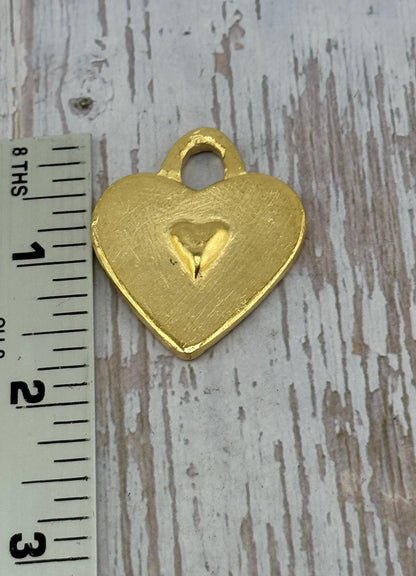 Breloque cœur double face, plaqué or 18 carats satiné - ST268