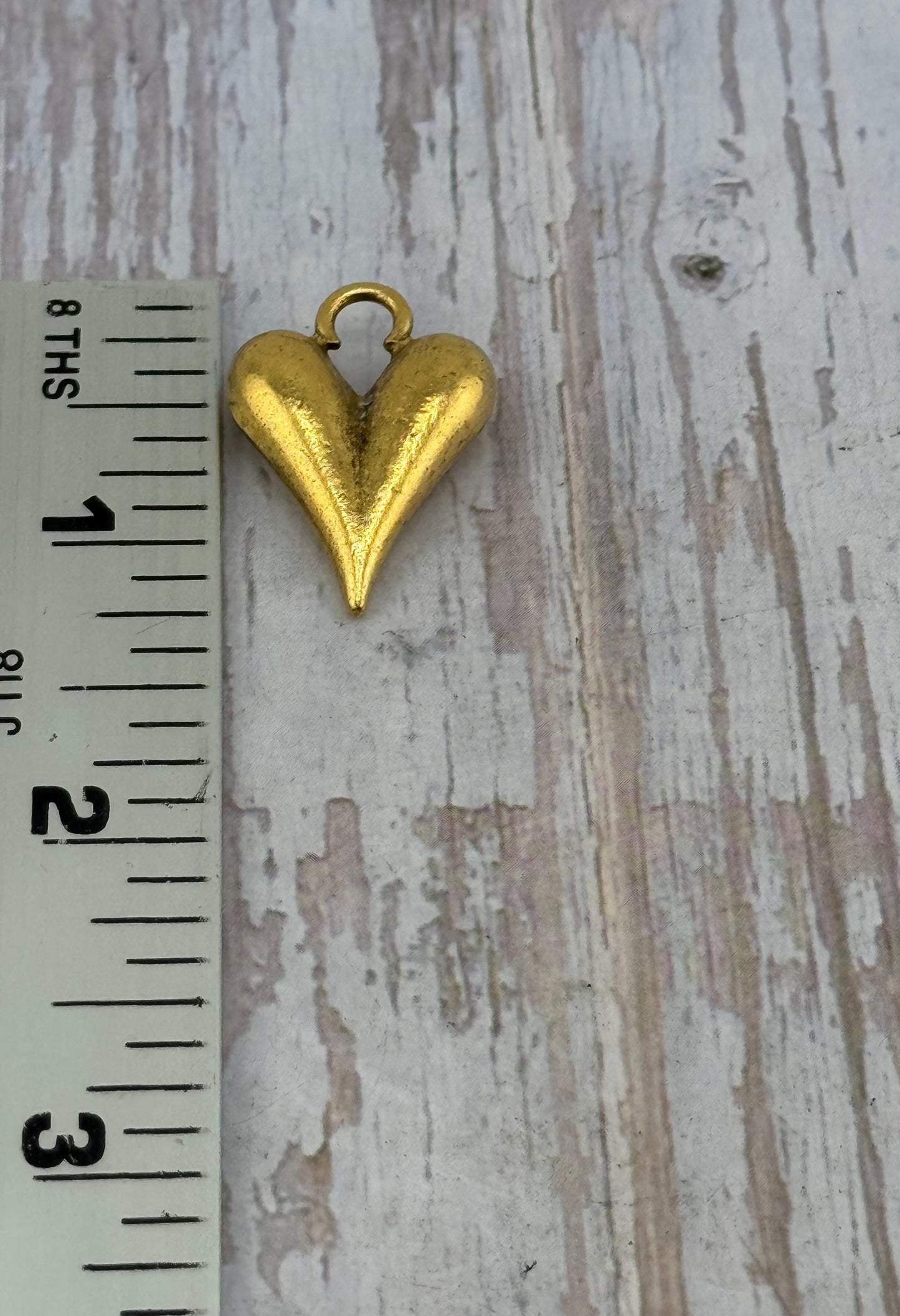 Puffy Heart Charm, Antiqued 18k Gold Plated - AG163