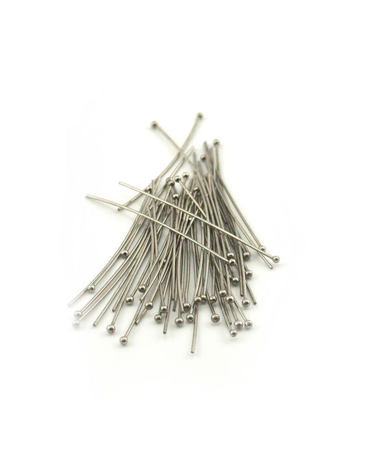 50mm 20 Gauge Ball Head Pins (Set of 50), Antiqued Pewter Plated - PT534