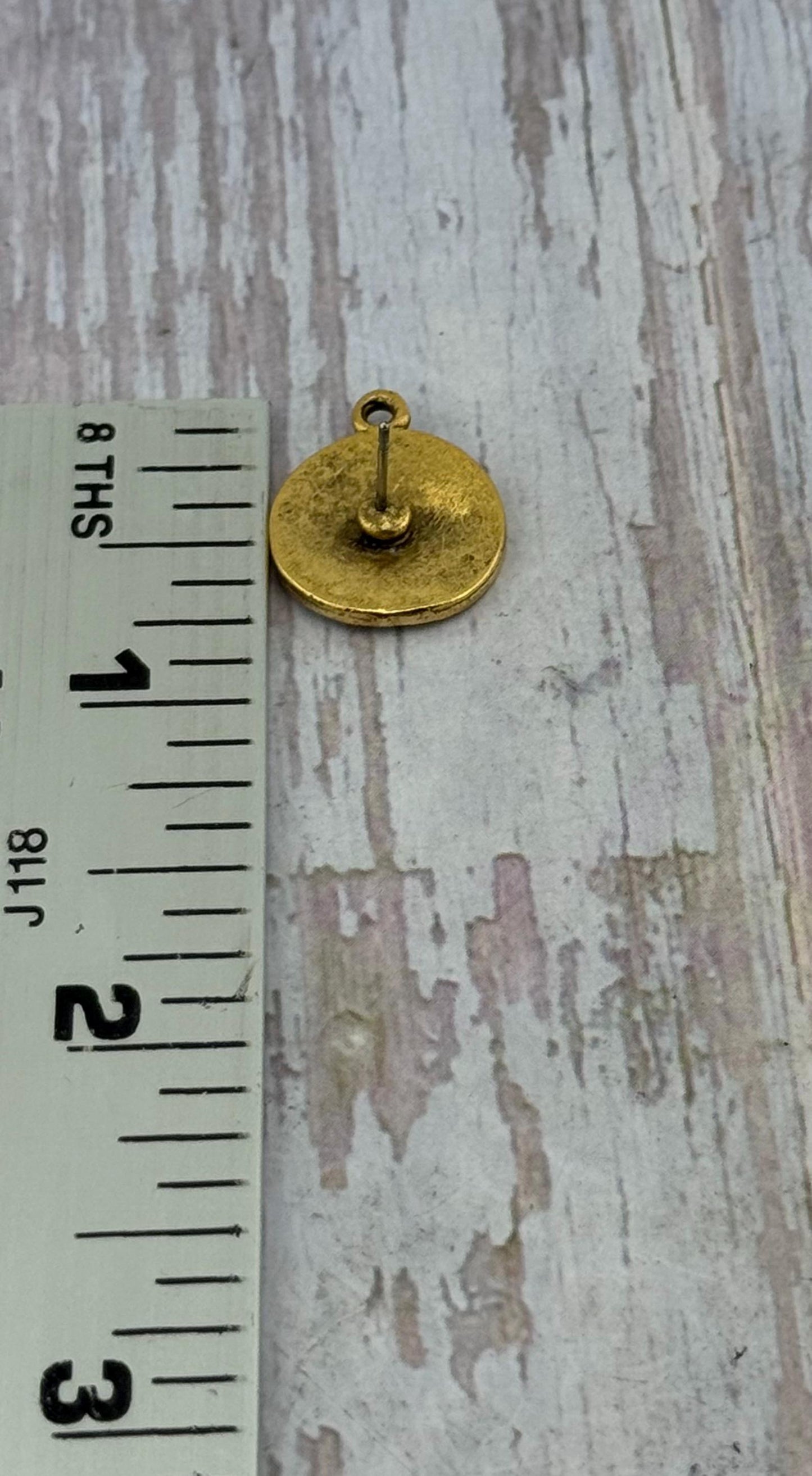 Boucles d'oreilles médaillon rond ondulé (Lot de 2), plaqué or 18 carats vieilli - AG168
