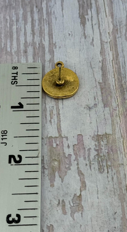 Boucles d'oreilles médaillon rond ondulé (Lot de 2), plaqué or 18 carats vieilli - AG168