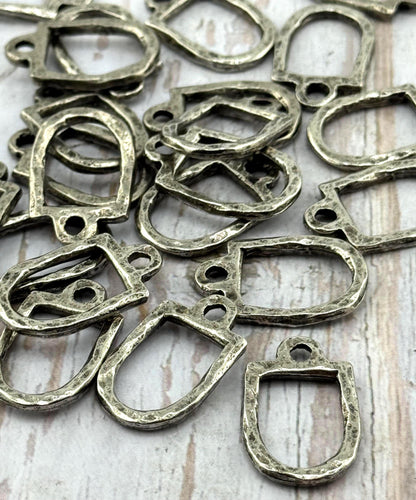Hammered Connector Charm, Antiqued Pewter - PT495