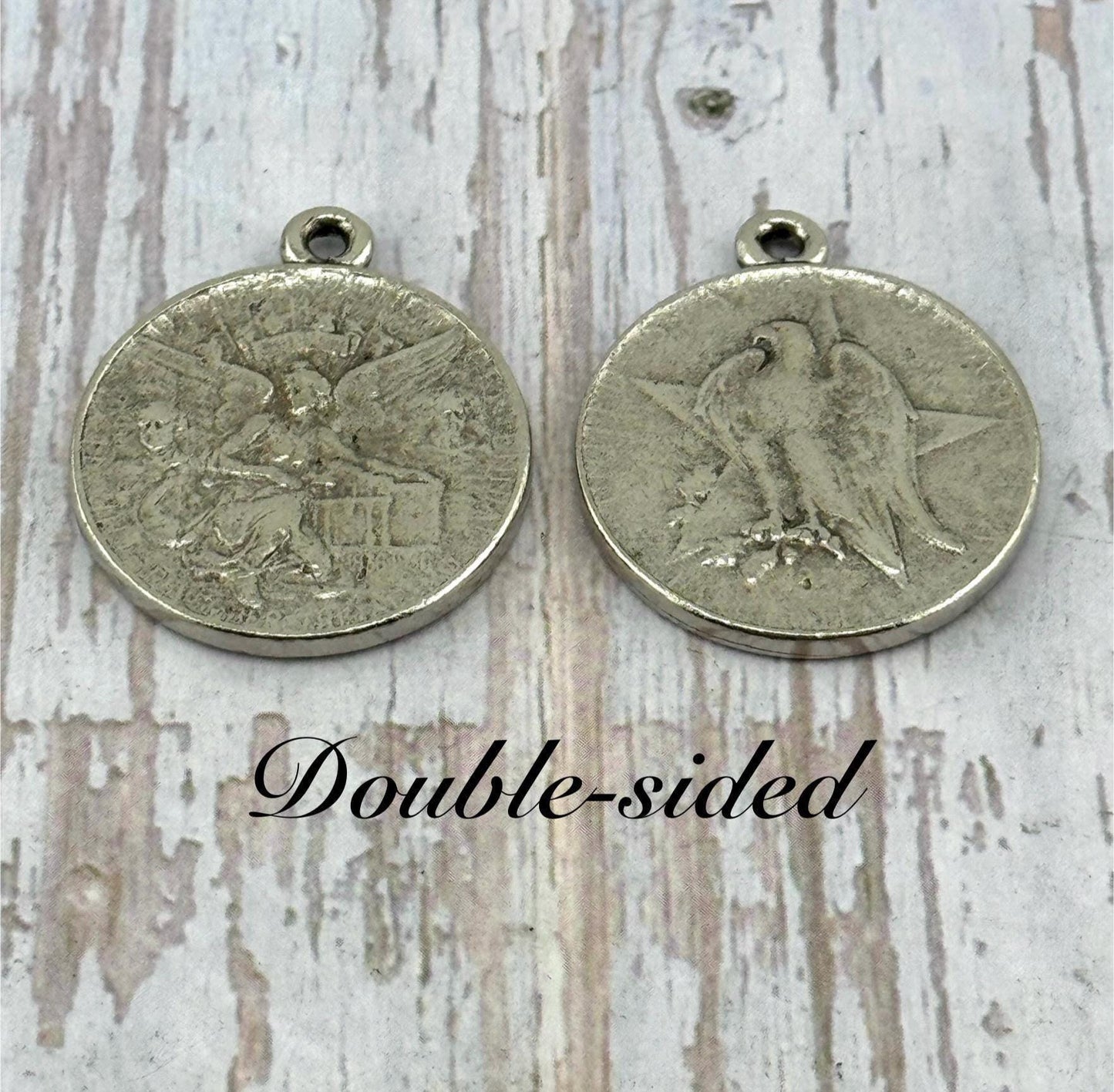Colgante de Moneda Ángel y Águila (réplica), Peltre Envejecido - PT540