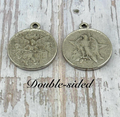 Colgante de Moneda Ángel y Águila (réplica), Peltre Envejecido - PT540