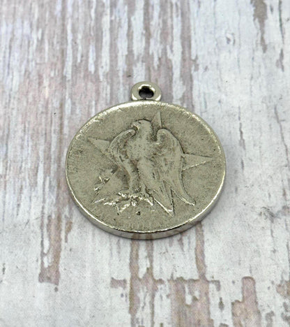 Colgante de Moneda Ángel y Águila (réplica), Peltre Envejecido - PT540