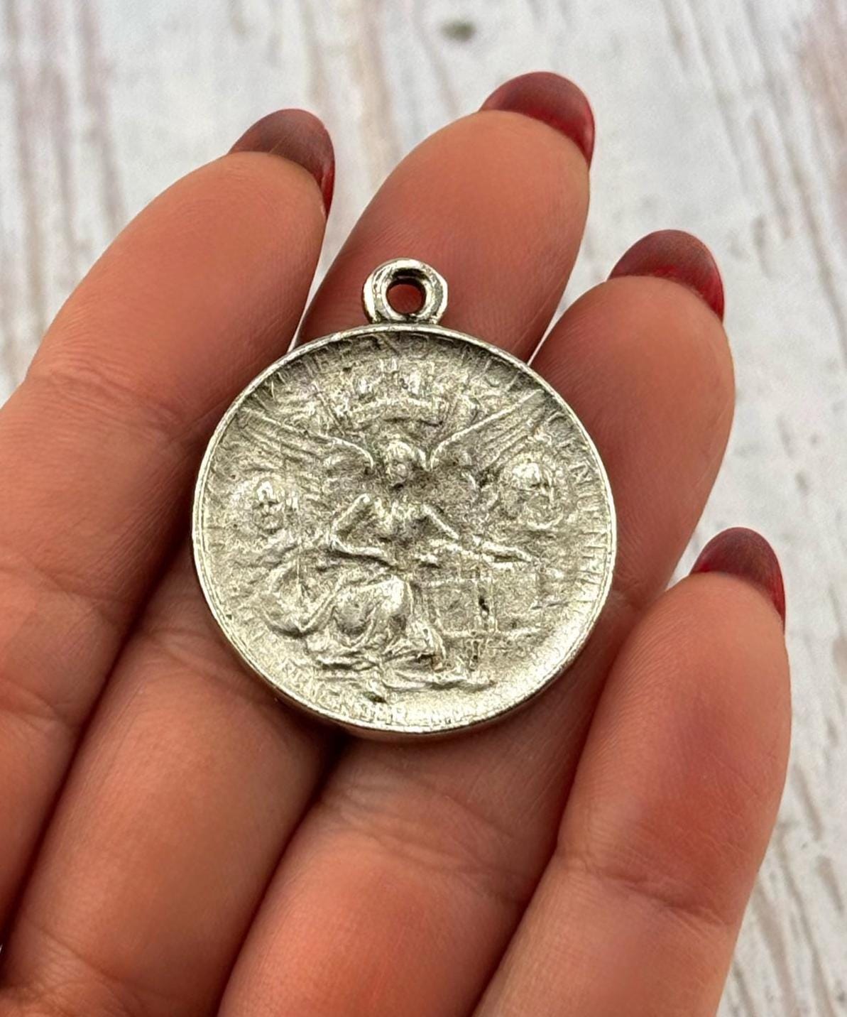 Colgante de Moneda Ángel y Águila (réplica), Peltre Envejecido - PT540