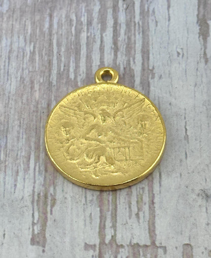 Colgante réplica de moneda de ángel y águila, chapado en oro de 18k satinado - ST360