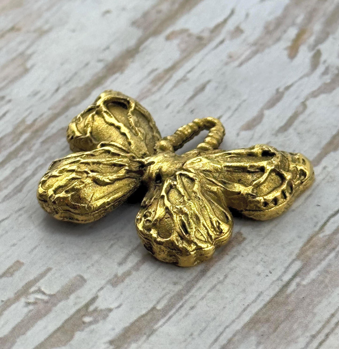Artisan Butterfly Charm, Antiqued 18k Gold Plated - AG111