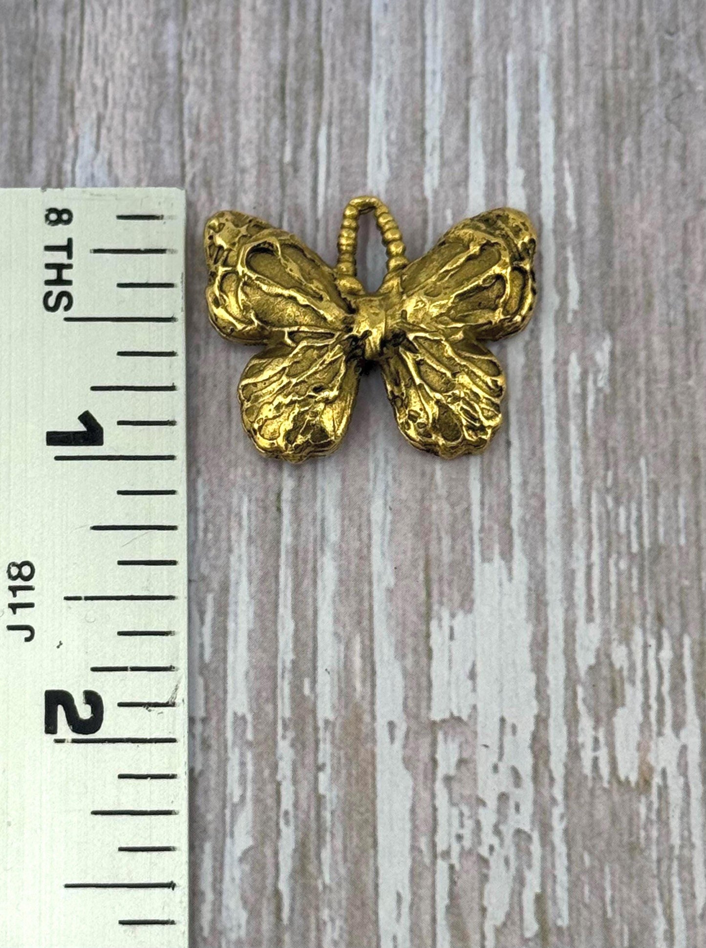 Artisan Butterfly Charm, Antiqued 18k Gold Plated - AG111