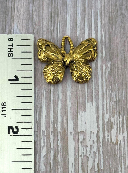 Artisan Butterfly Charm, Antiqued 18k Gold Plated - AG111