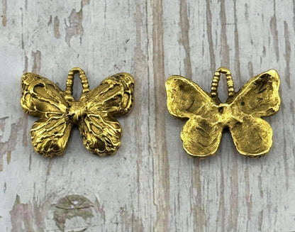 Artisan Butterfly Charm, Antiqued 18k Gold Plated - AG111