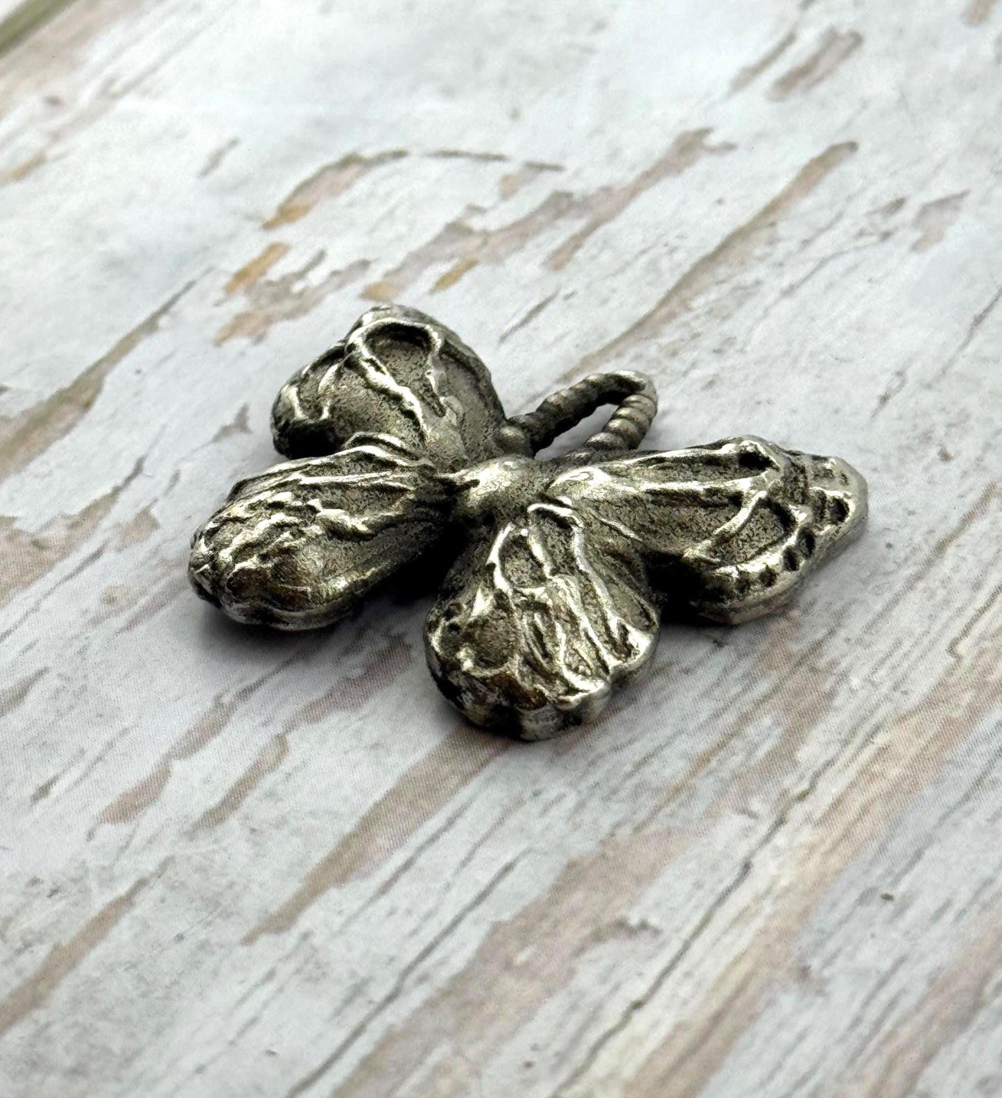 Rustic Large Butterfly Charm, Antiqued Pewter - PT471