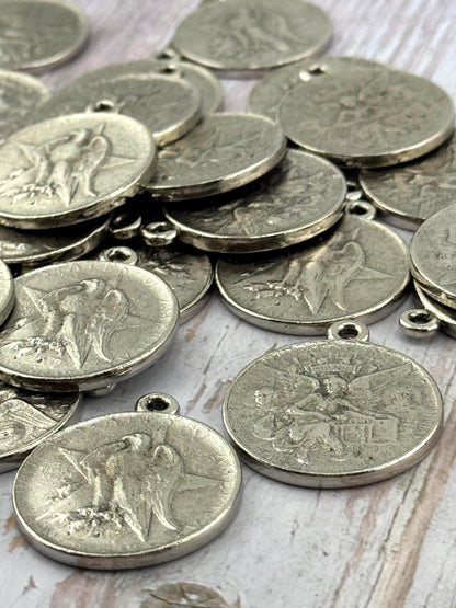 Colgante de Moneda Ángel y Águila (réplica), Peltre Envejecido - PT540