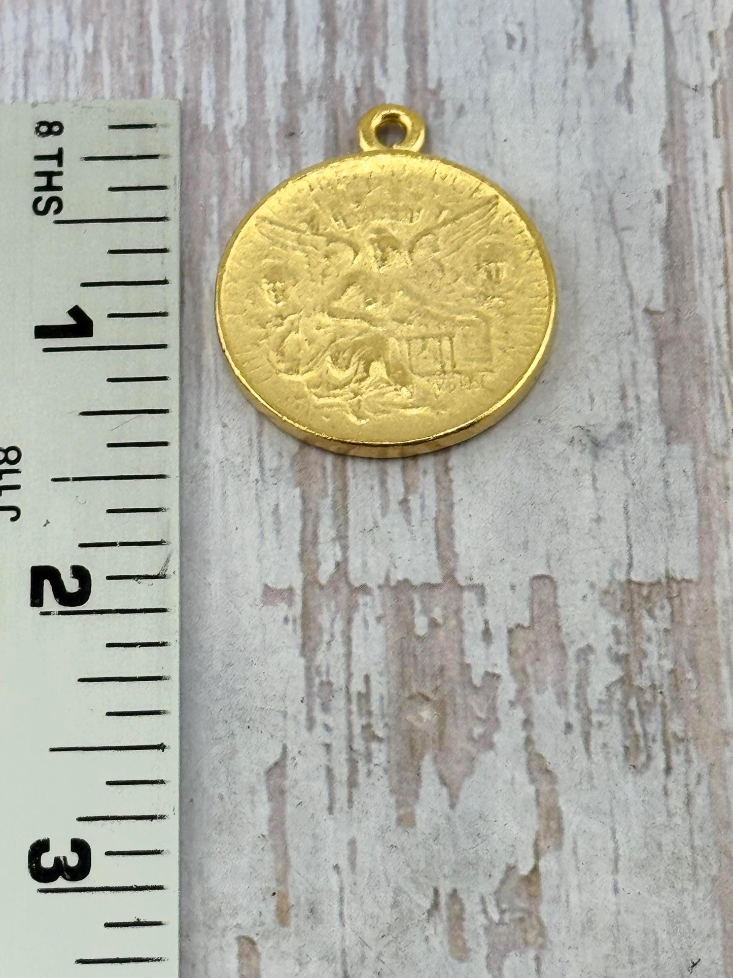 Colgante réplica de moneda de ángel y águila, chapado en oro de 18k satinado - ST360