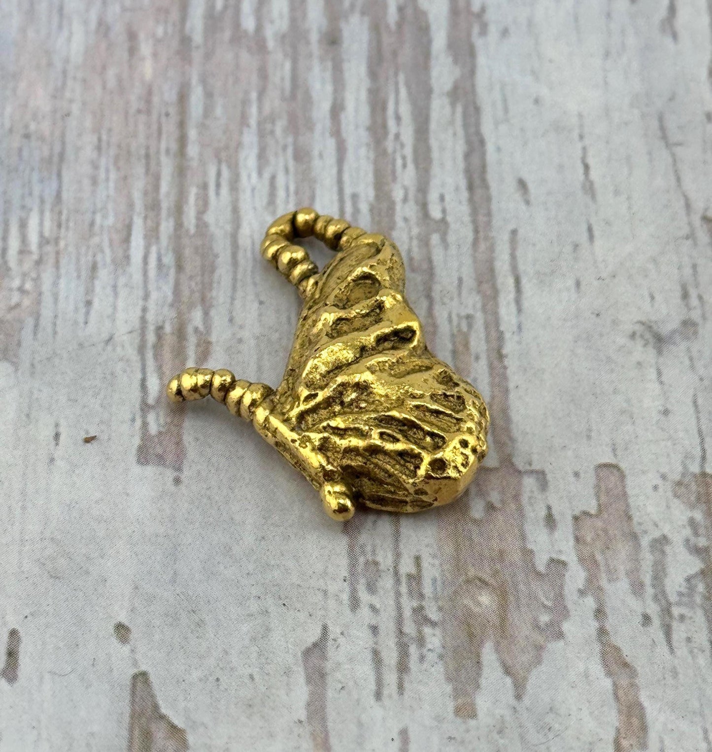 Butterfly Wing Charm, Antiqued 18k Gold Plated - AG116
