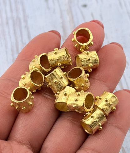Artisan Dotted Barrel Spacer Beads - ST350