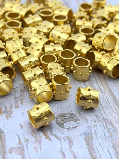 Artisan Dotted Barrel Spacer Beads - ST350