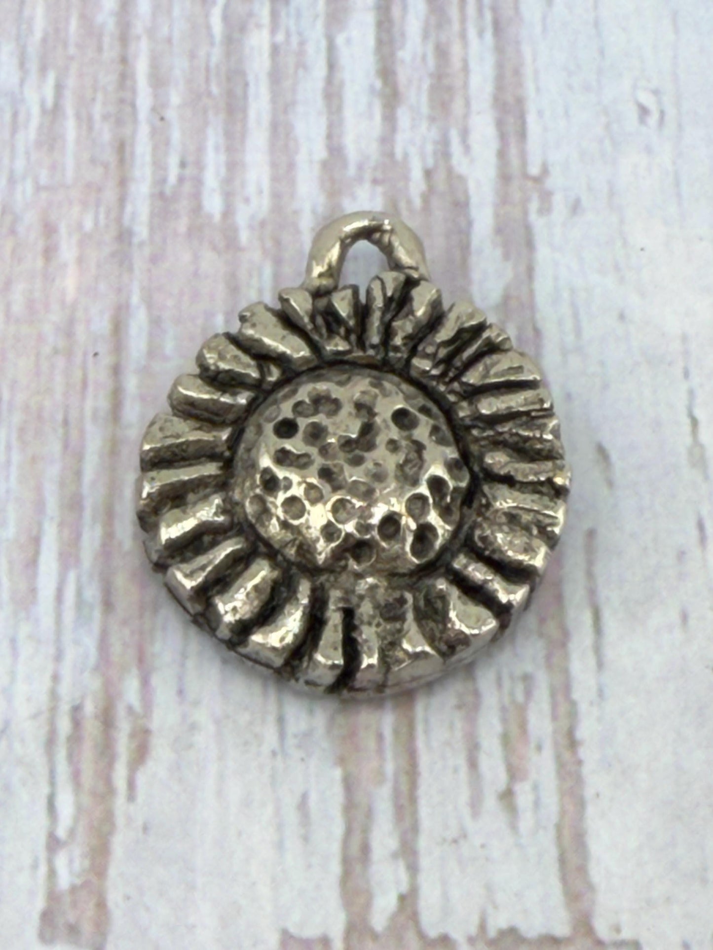 Sunflower Charm, Antiqued Pewter - PT466