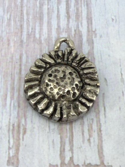 Sunflower Charm, Antiqued Pewter - PT466
