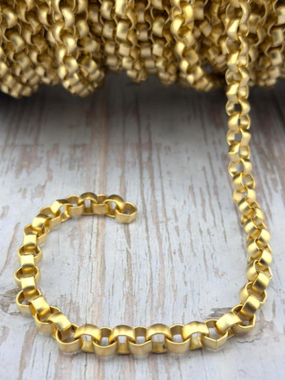 Grosse chaîne Rolo, plaqué or 18 carats satiné - S074-CH