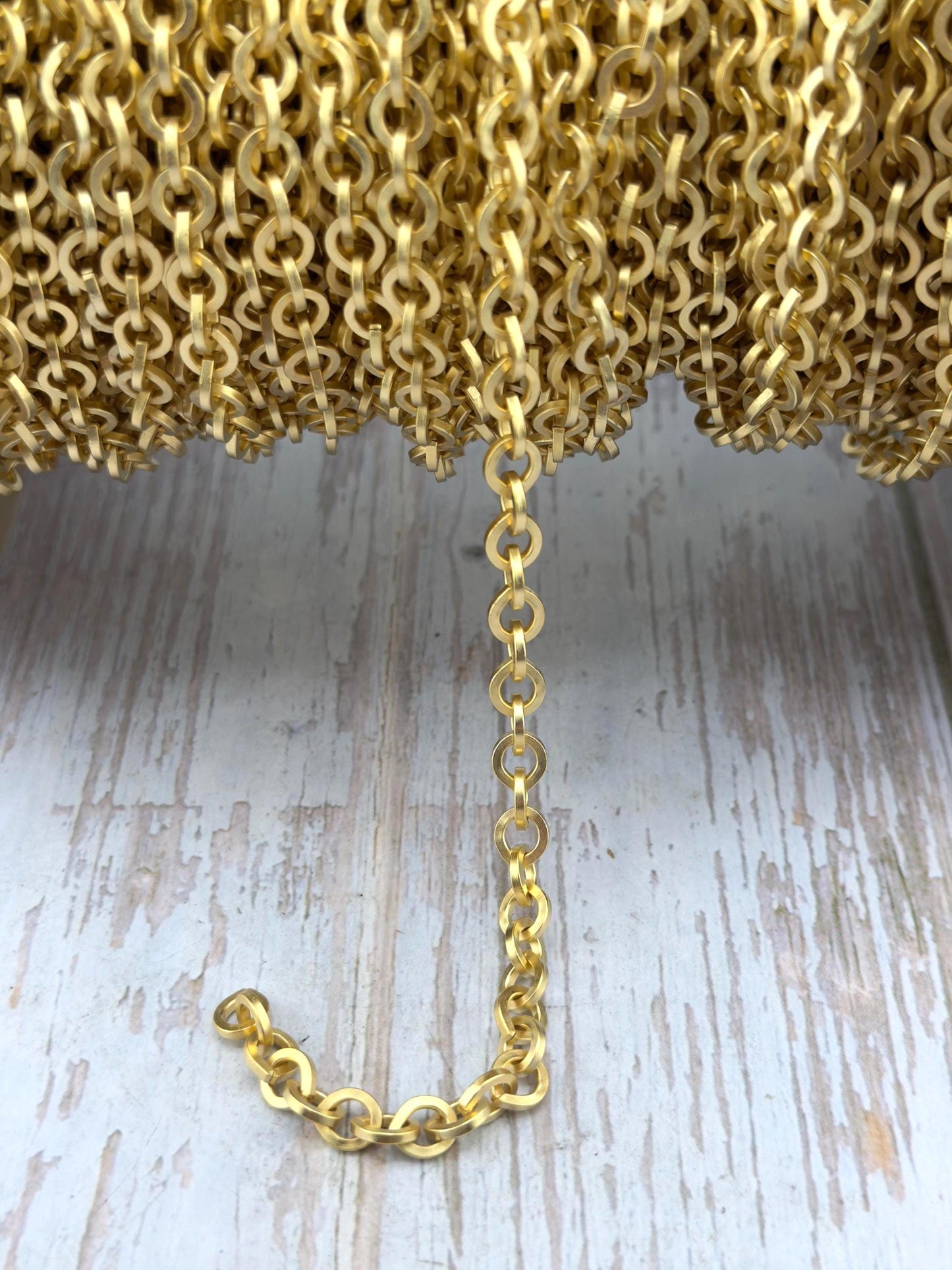 Flat Oval Cable Chain, Satin 18k Gold Plated - S060-CH