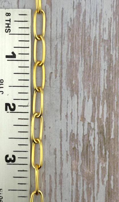Chaîne longue à maillons, Plaqué or 18 carats satiné - S068-CH