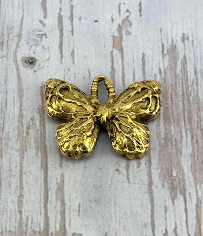 Artisan Butterfly Charm, Antiqued 18k Gold Plated - AG111
