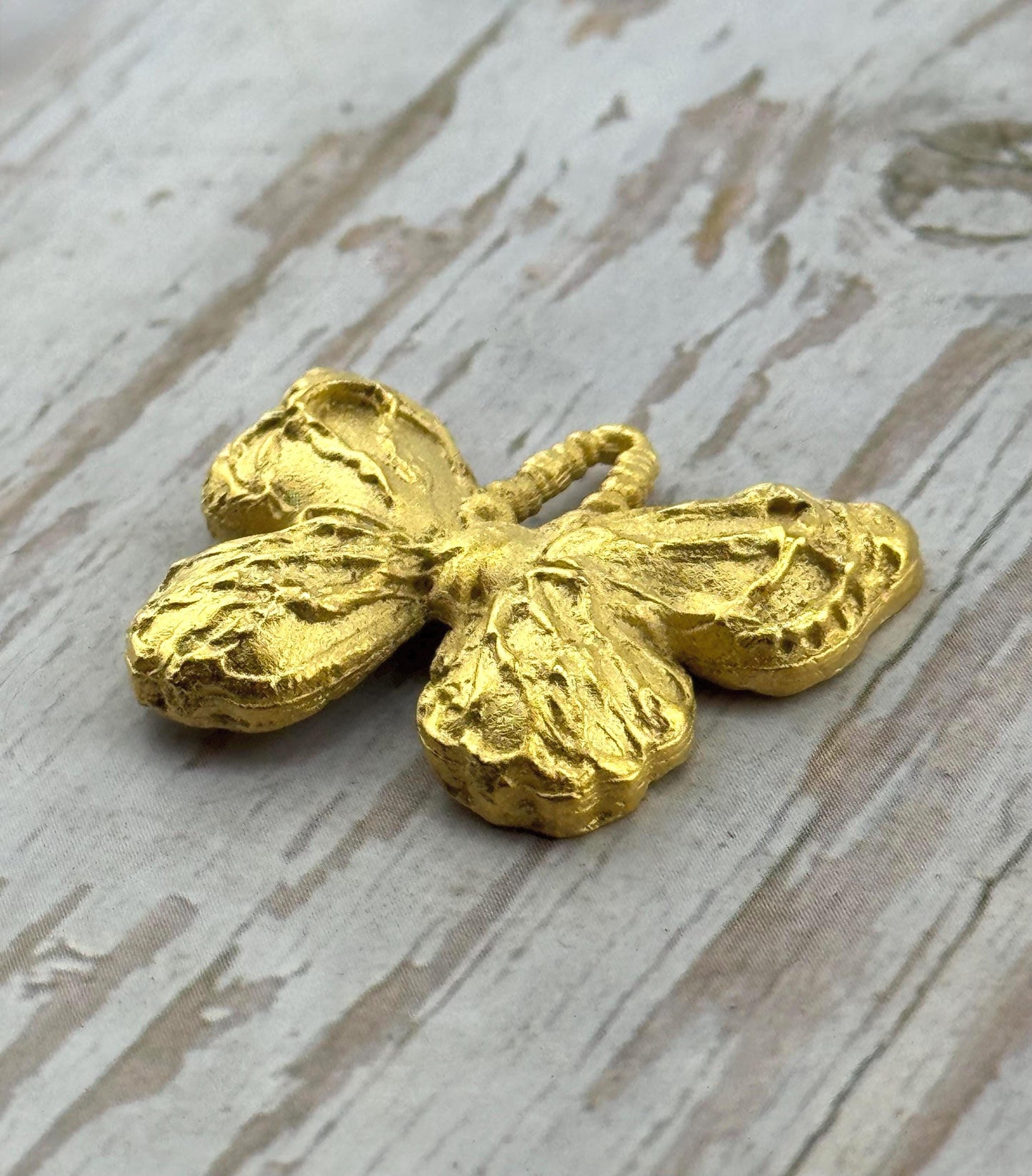 Rustic Butterfly Charm, Satin 18k Gold Plated - ST291