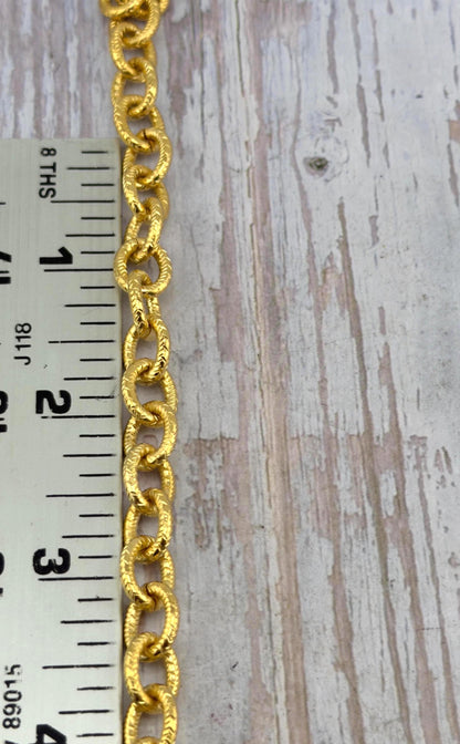 Textured Oval Cable Chain, Satin 18k Gold Plated - S077-CH