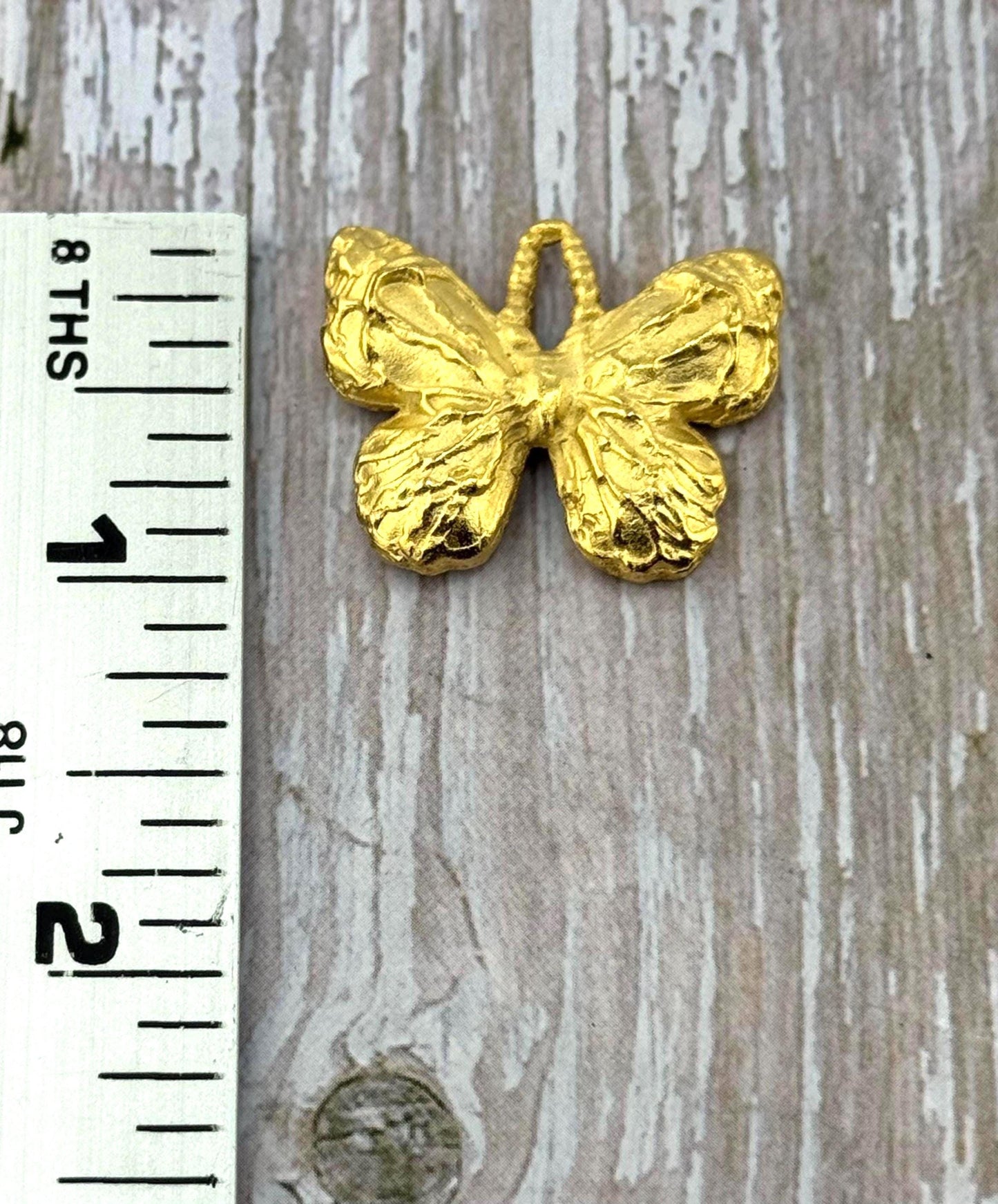 Rustic Butterfly Charm, Satin 18k Gold Plated - ST291
