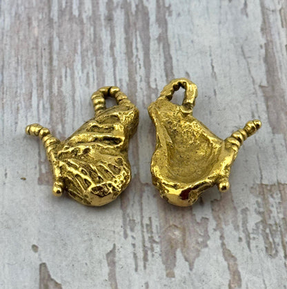 Butterfly Wing Charm, Antiqued 18k Gold Plated - AG116