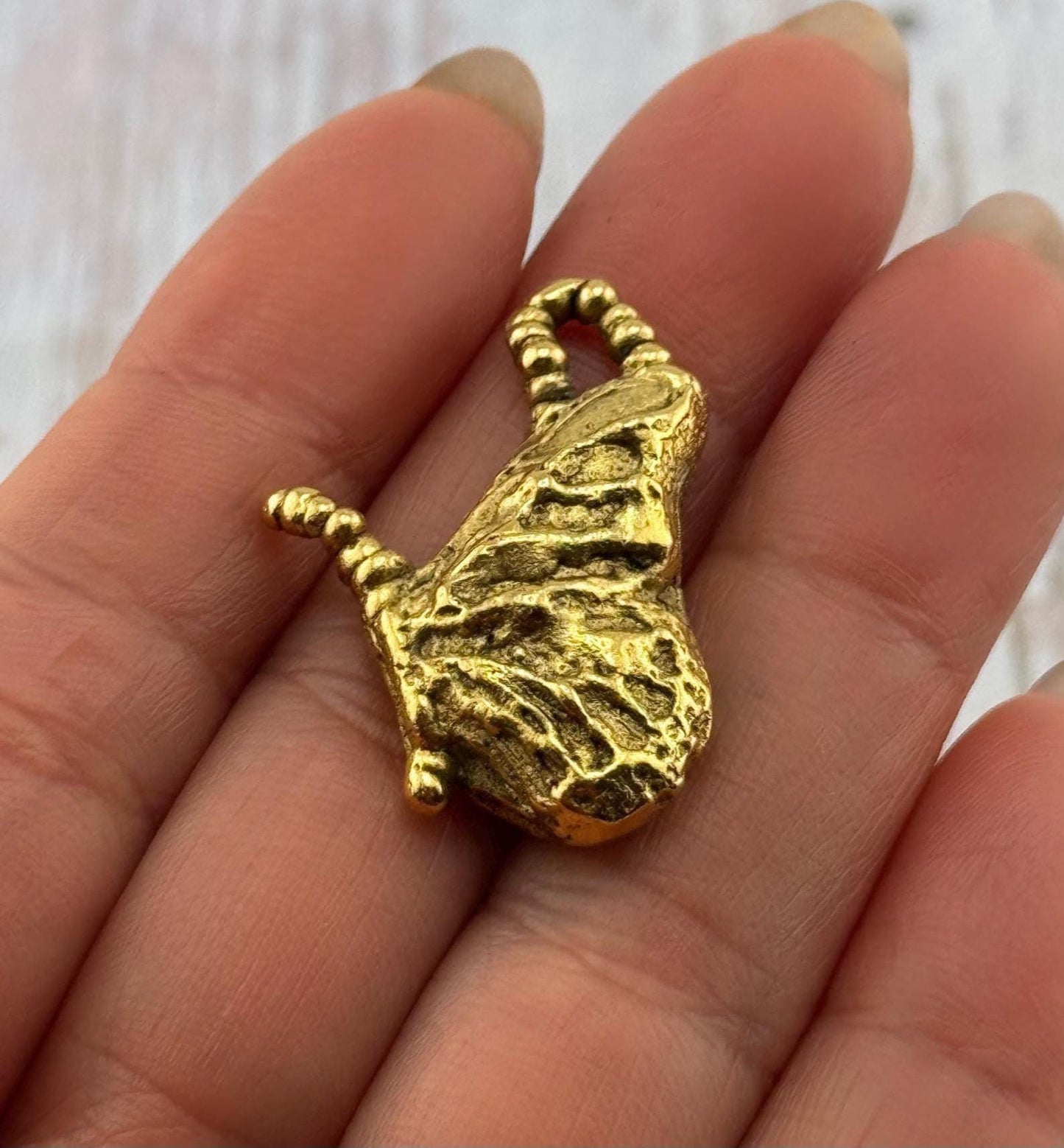 Butterfly Wing Charm, Antiqued 18k Gold Plated - AG116