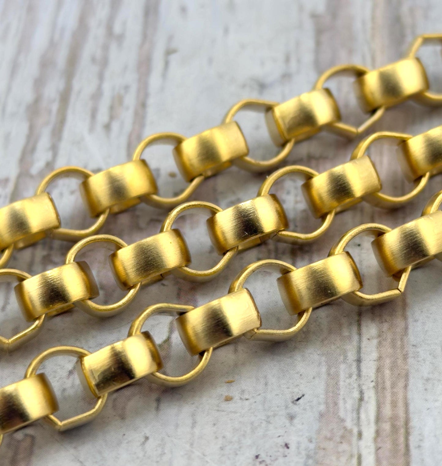 Grosse chaîne Rolo, plaqué or 18 carats satiné - S074-CH