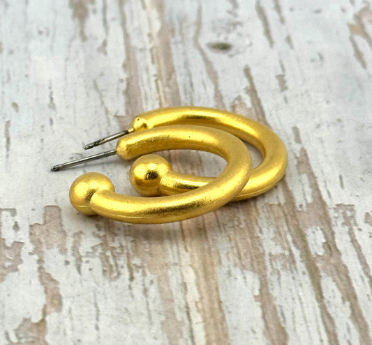 Half Hoop Earrings, Satin 18k Gold Plated - ST560