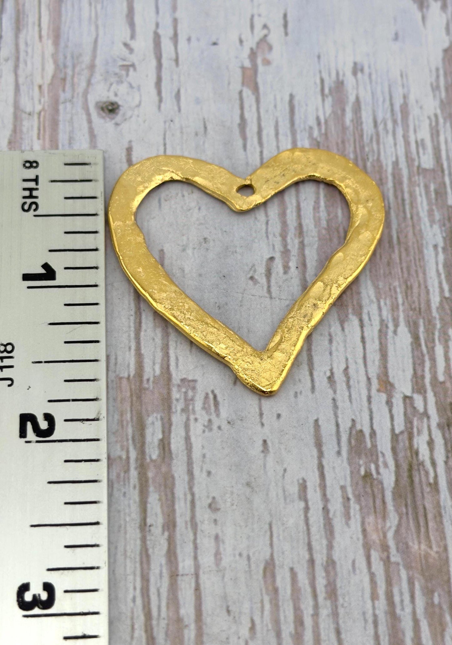 Hammered Open Heart Pendant, Satin 18k Gold Plated - ST230