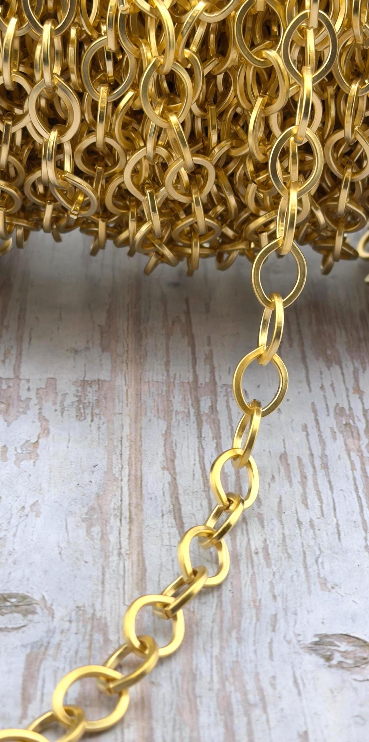 Chunky Large Smooth Oval Cable Chain, Satin 18k Gold Plated - S058-CH