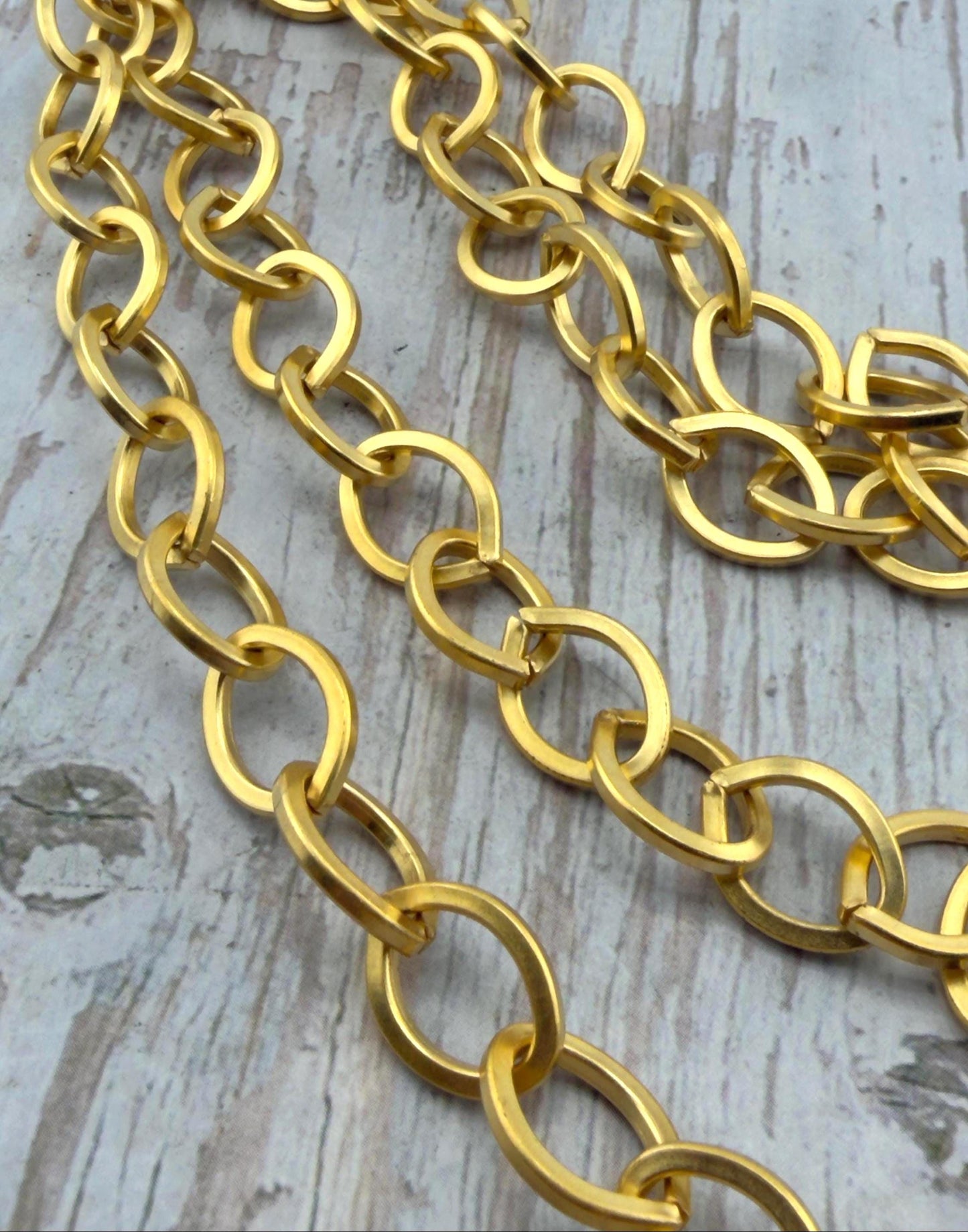 Chunky Large Smooth Oval Cable Chain, Satin 18k Gold Plated - S058-CH