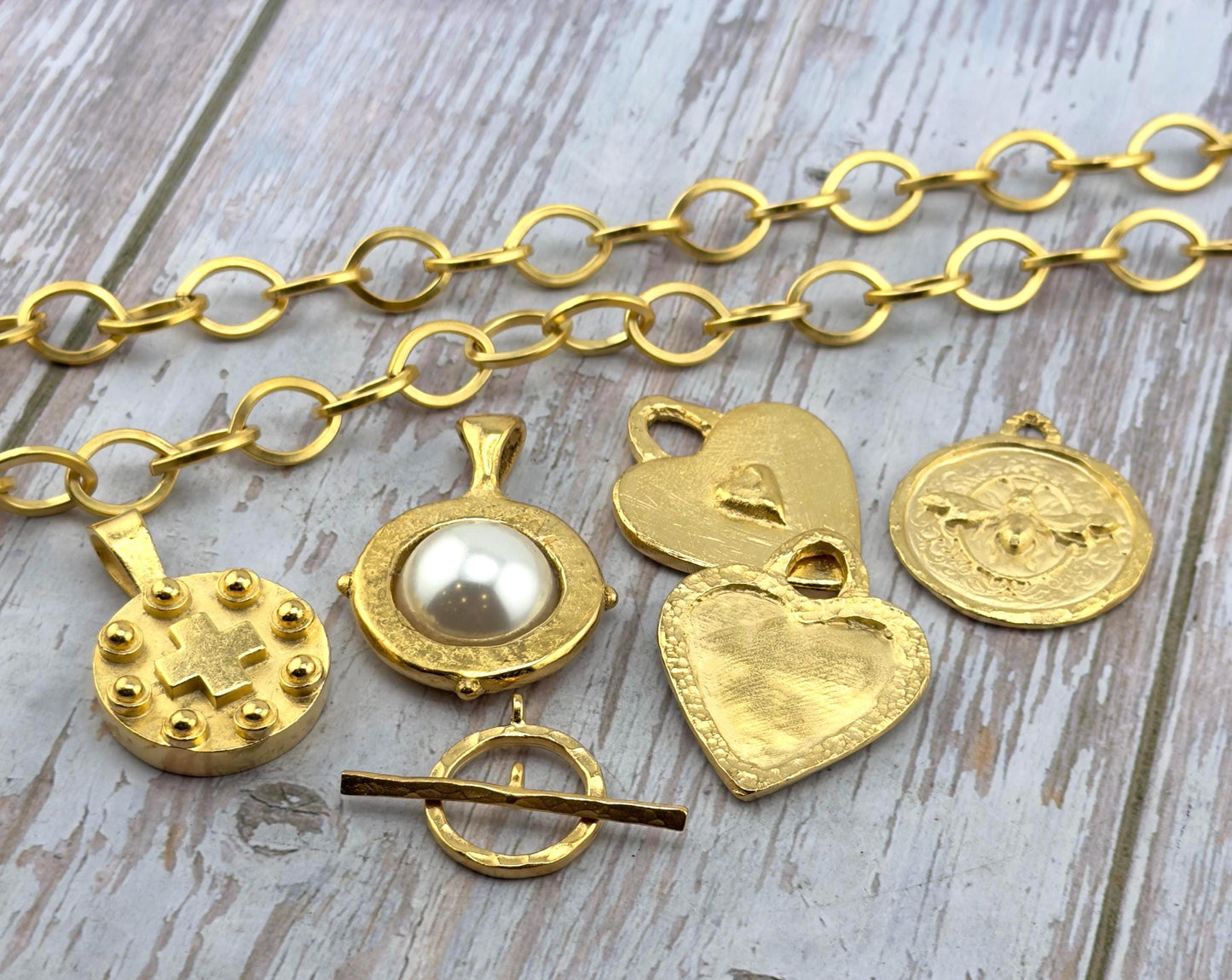 Chunky Large Smooth Oval Cable Chain, Satin 18k Gold Plated - S058-CH
