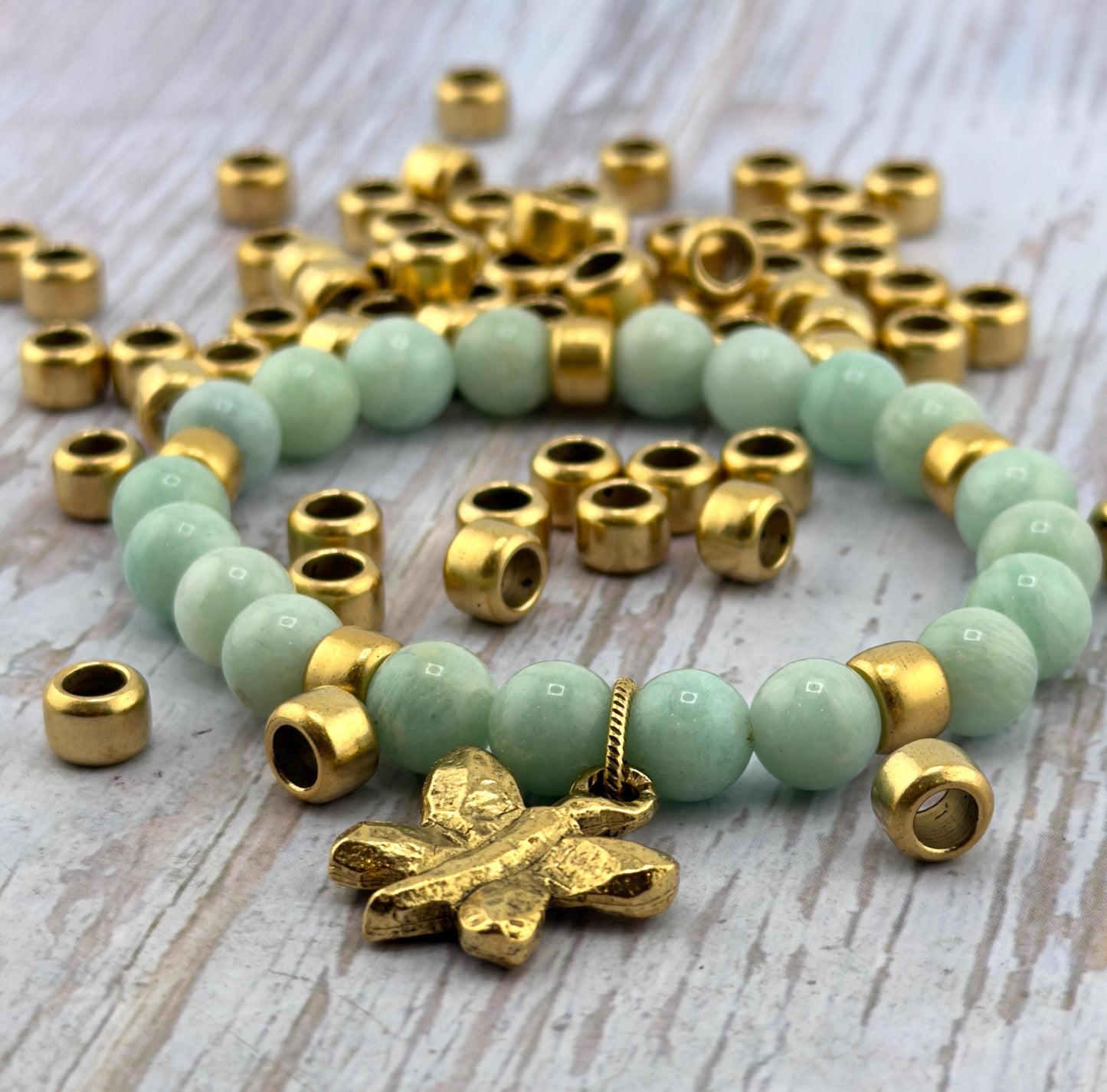 Large Hole 7mm Spacer Beads (Set of 10), Antiqued 18k Gold Plated - AG547
