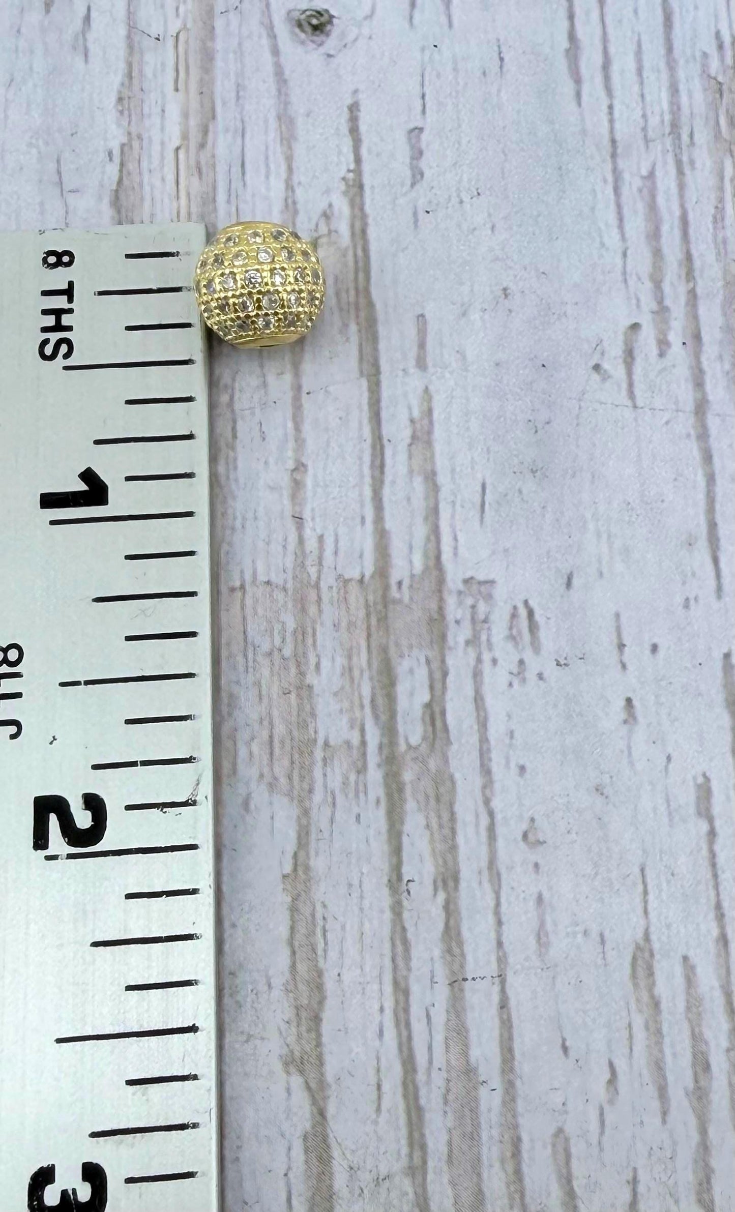 Perle micro-pavé 10mm en oxyde de zirconium, plaqué or 18k satiné - ST545