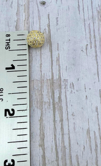 Perle micro-pavé 10mm en oxyde de zirconium, plaqué or 18k satiné - ST545