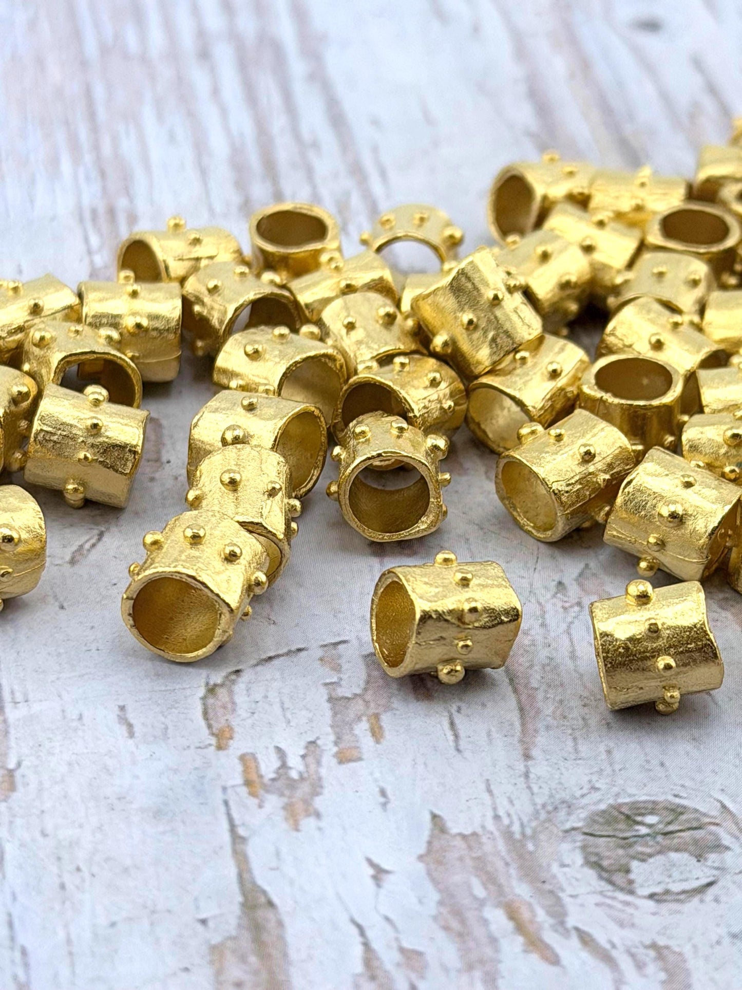 Artisan Dotted Barrel Spacer Beads - ST350