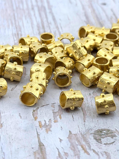 Artisan Dotted Barrel Spacer Beads - ST350