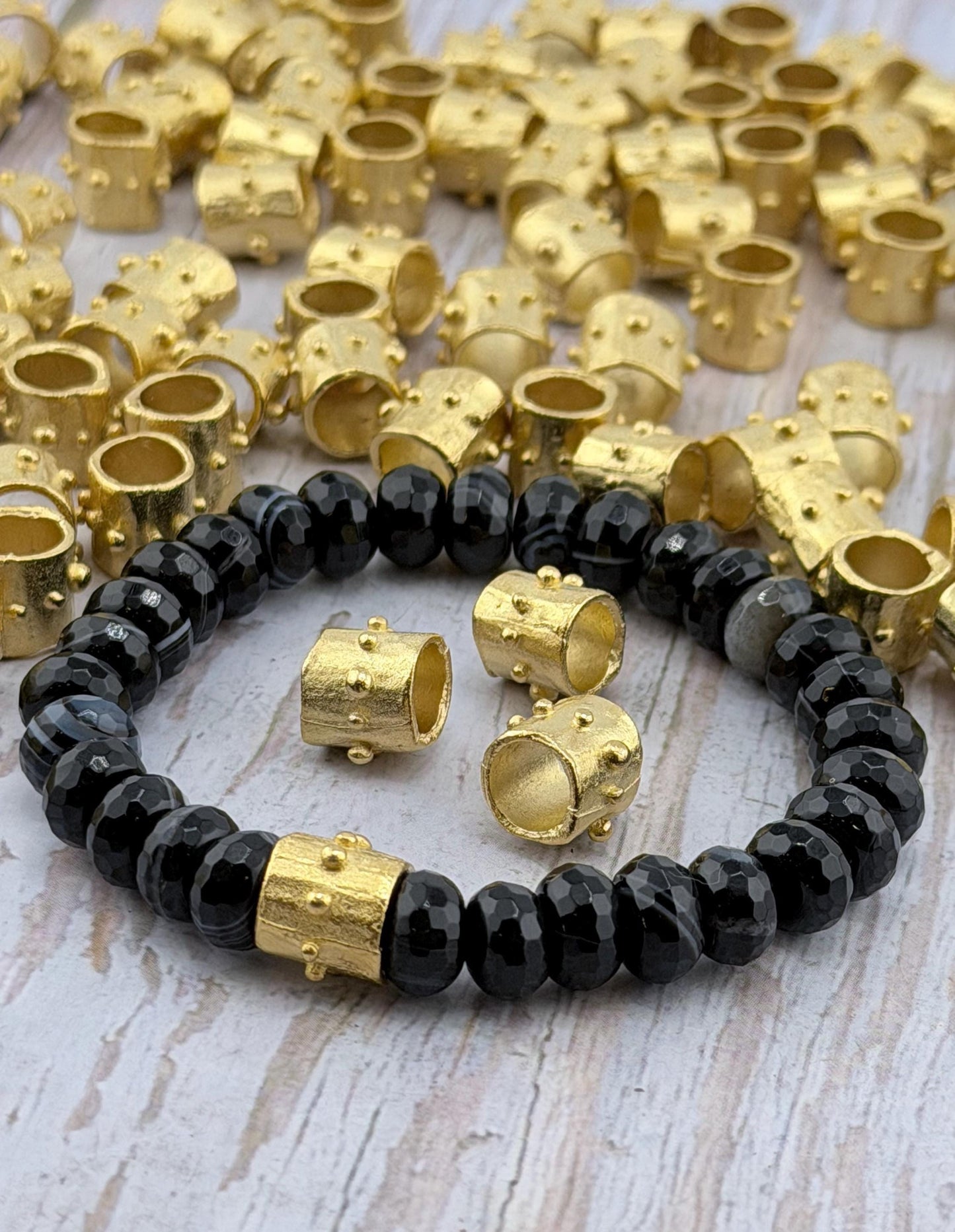 Artisan Dotted Barrel Spacer Beads - ST350
