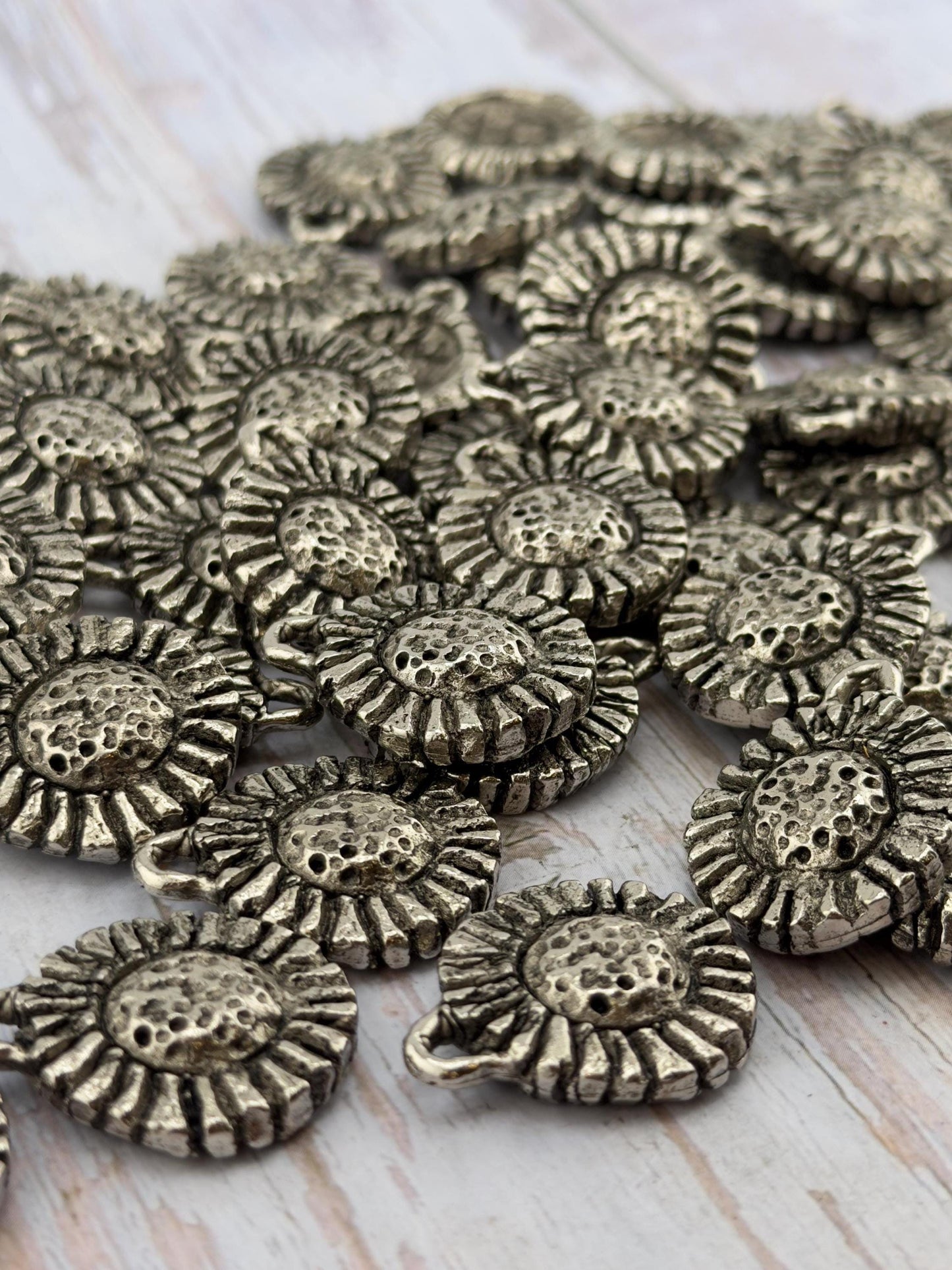 Sunflower Charm, Antiqued Pewter - PT466
