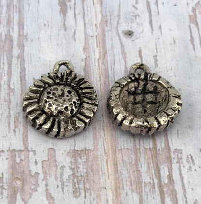 Sunflower Charm, Antiqued Pewter - PT466