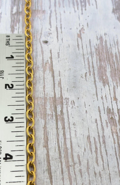 8x5mm Oval Textured Cable Chain, Antiqued 18k Gold Plated - G114-CH