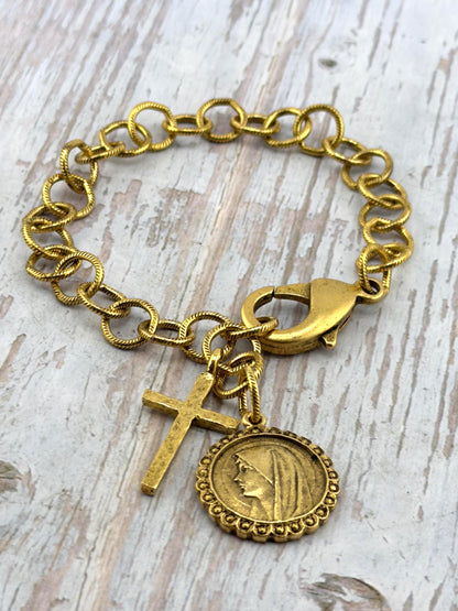 Chaîne Câble Ronde Texturée 10mm, Plaqué Or 18k Vieilli - G102-CH