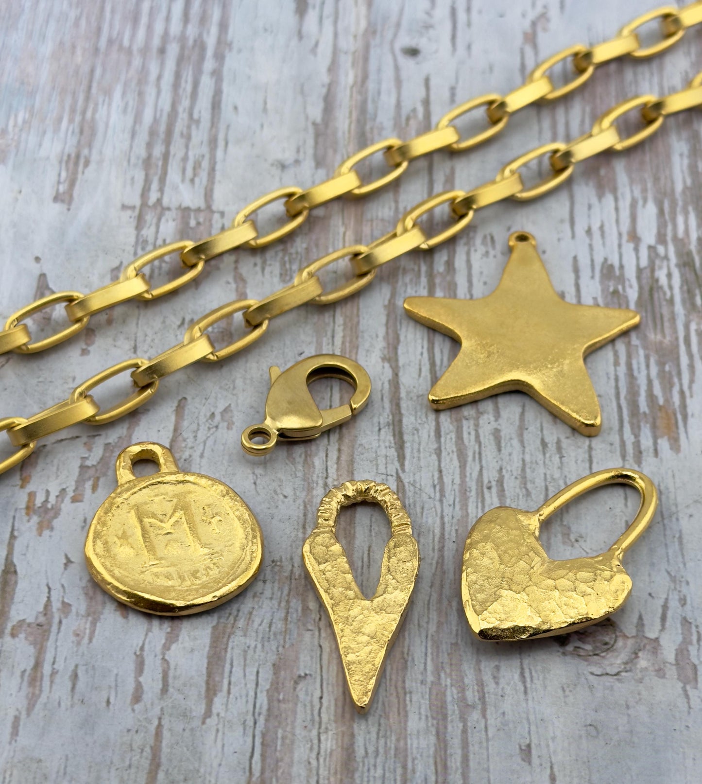 Chunky Large Link Chain, Satin 18k Gold Plated - S065-CH